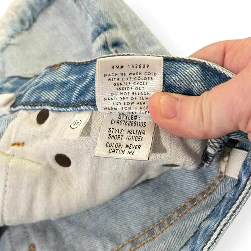 GRLFRND Helena High Rise Cut Off Denim Shorts 27 Never Catch Me Button Fly